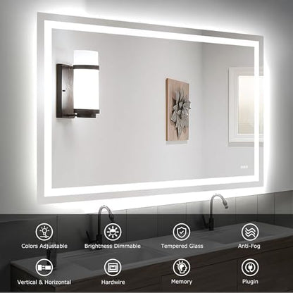 Hivone 60"X40" LED Bathroom Mirror with Lights, UL Listed