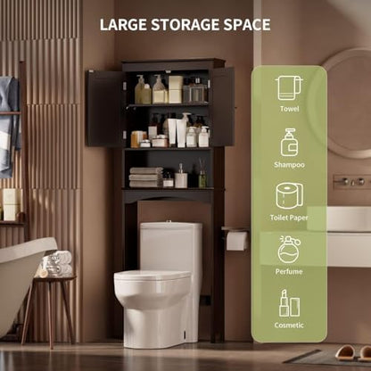 Gizoon Over the Toilet Storage Cabinet with Adjustable Shelf, Espresso