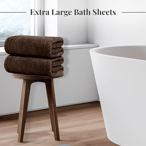 Tens Towels 2 Piece Extra Large Bath Sheets 35 x 70 Inches, Brown