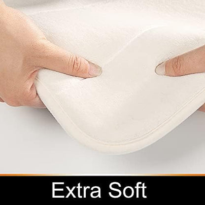 Yimobra Memory Foam Bath Mat, Super Soft Absorbent Bathroom Rug Non Slip, Quick Dry, Machine Washable Floor Carpet for Tub Shower, Home Decor Accessories, 24x17, Cream