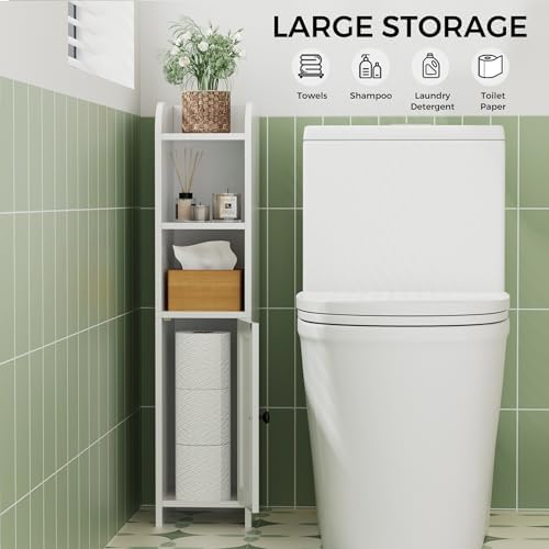 Homhedy Small Bathroom Storage Cabinet, Narrow Toilet Paper Cabinet