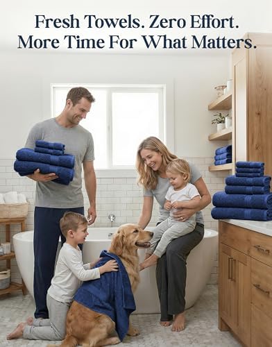 LANE LINEN Bathroom Towel Set 24 Piece Soft Absorbent Quick Dry - Navy