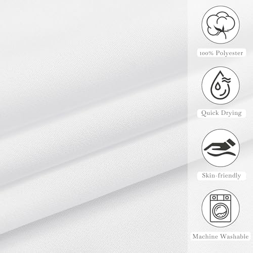 KGORGE Non See Through Sheer Shower Curtain for Bathroom, Privacy Button Hole Waterproof Lightweight Shower Curtains for Bathtub Hotel Washable, White, 72 x 72 inches Long, 1 Panel, Hooks Included
