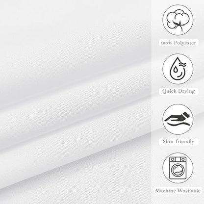 KGORGE Non See Through Sheer Shower Curtain for Bathroom, Privacy Button Hole Waterproof Lightweight Shower Curtains for Bathtub Hotel Washable, White, 72 x 72 inches Long, 1 Panel, Hooks Included