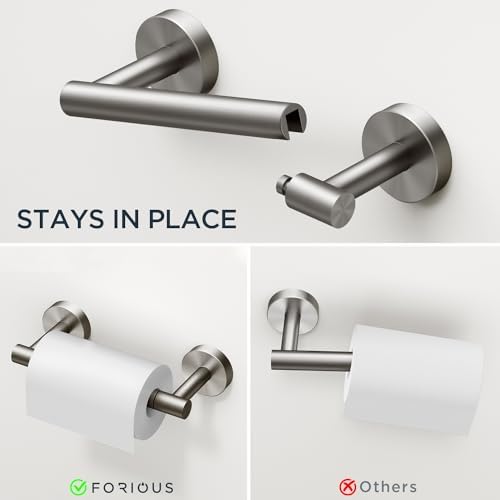 FORIOUS Bathroom Accessories, 4-Piece Bathroom Hardware Set - 24" Towel Bar