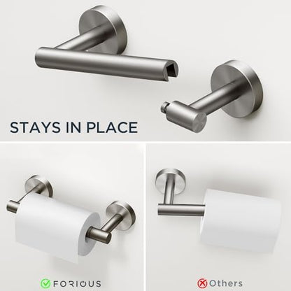 FORIOUS Bathroom Accessories, 4-Piece Bathroom Hardware Set - 24" Towel Bar