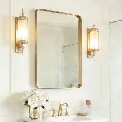 USHOWER Gold Bathroom Mirror 24"x36", Rectangle Mirror for Bathroom Sink