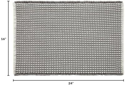 TYUU Waffle Bath Mat, Small Boho Bathroom Rugs Non Slip 24x16 Grey & White