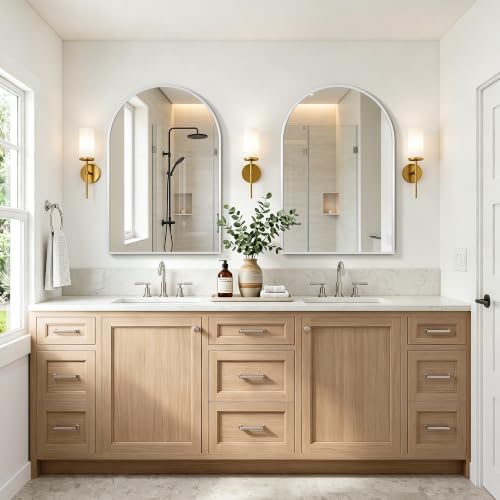 FICTOR 2 Pack 24" x 36" Arched Bathroom Vanity Mirror for Over Sink, Silver