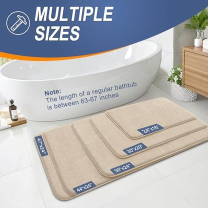 OLANLY Memory Foam Bathroom Runner Rugs 47x17, Absorbent Long Mat, Beige