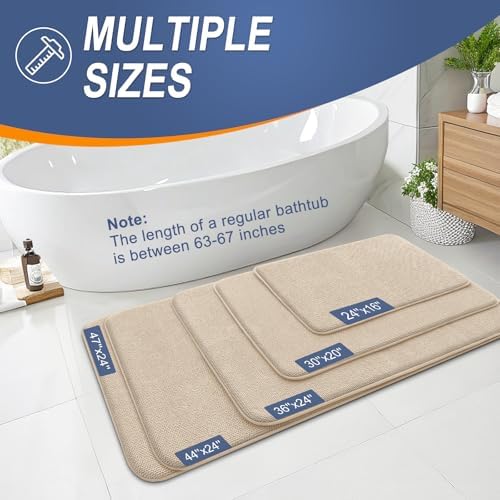 OLANLY Thick Memory Foam Bathroom Rugs 30x20, Absorbent Bath Mat, Beige