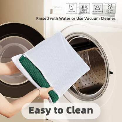 TYUU Small Bathroom Rugs Non Slip Washable Bath Rugs Super Absorbent Bathroom Rug Thin Quick Dry Low Pile Bath Mats, Dark Green 12"x12"