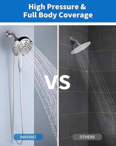 INAVAMZ 2 in 1 Shower Head with Handheld Combo High Pressure Nickel 2.5 GPM