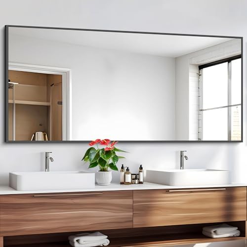DESBING Black Bathroom Mirror for Wall, 72x36 Inch Rectangle Mirrors with Metal Frame, Modern Vanity Wall Mirror Decor for Entryway Hangs, Bathroom Living Room Horizontal or Vertical