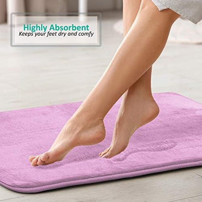 Clara Clark 3 Piece Bathroom Rugs Bath Mat Set, Velvet Memory Foam Bath Mats for Bathroom - Non-Slip, PVC Backing Bath Rugs, Washable - Dries Quickly, Lavender