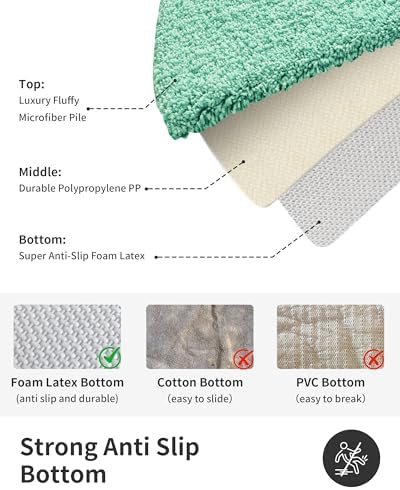 ILANGO Spa Blue Bathroom Rugs 36" × 24" Non Slip & Super Absorbent Extra Thick Soft, Washable Bath Mat for Floor, Microfiber Plush Shaggy Bath Rug with Rubber for Bathtub Shower Room Sink