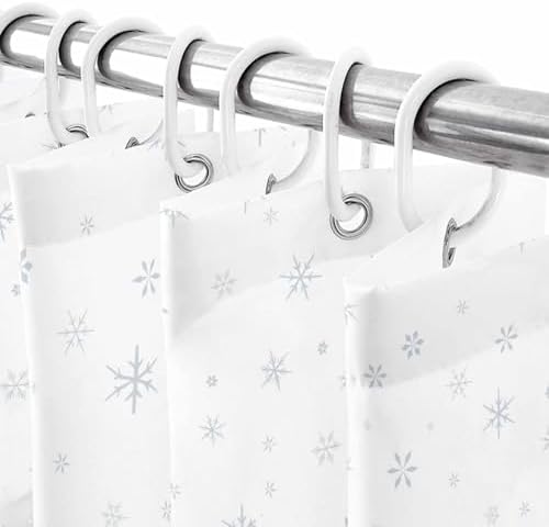 Shower Curtain Bathroom Set Christmas Tree Forest Gradient Green Waterproof Shower Curtains with Grommets Hooks Winter Snowflakes Gray Privacy Bath Curtain for Bathtub Decor 72x78in