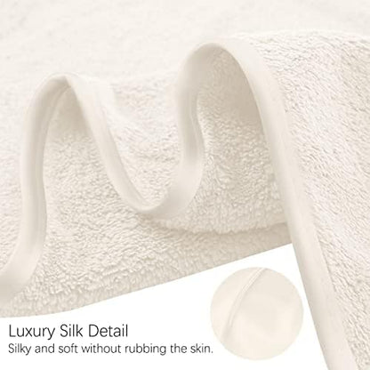 TENSTARS Silk Hemming Bath Towels for Bathroom Clearance - 27 x 55 inches - Light Thin Quick Drying - Soft Microfiber Absorbent Towel for Bath Fitness, Sports, Yoga, Travel, Gym - 2 Pack, Cream