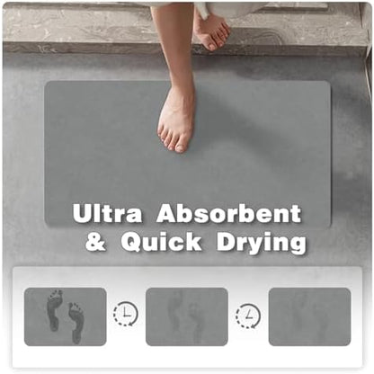 TYUU Thin Bath Mat, Small Bathroom Rugs Non Slip Washable, 20x30 Light Grey