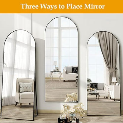 Dewfig Mirror Full Length, 64"X21" Arched Floor Mirror, Black