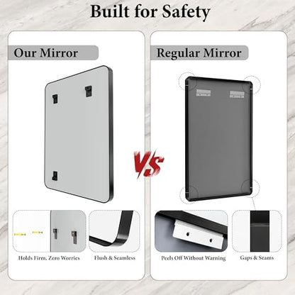 50x30 Inch Black Metal Framed Bathroom Mirror for Wall, HD Tempered Glass