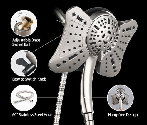 GRICH Shower Head with Handheld Spray - Dual High Pressure Showerhead