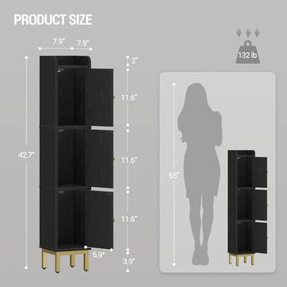 Hzuaneri Slim Bathroom Storage Cabinet, Narrow Bathroom Organizers,3 Doors