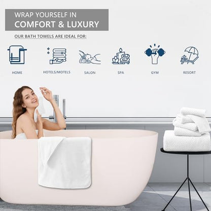 Extra Large Bath Towel Set of 4 (35"x70"),Oversized Bath Sheet Super Soft Highly Absorbent Jumbo Bathroom Towel Set Microfibers Quick Dry Shower Towel for Hotel,Bathroom,Guest,Spa,Gym (White)