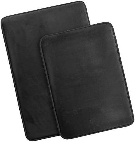 Clara Clark 2 Piece Bathroom Rugs Bath Mat Set, Velvet Memory Foam Bath Mats for Bathroom - Non-Slip, PVC Backing Bath Rugs, Washable - Dries Quickly, Black