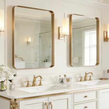 USHOWER Gold Bathroom Mirrors for Over Sink 22"x30" 2 Pack