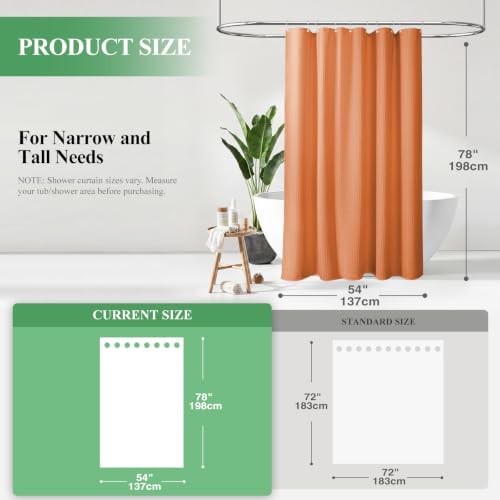 Dynamene Stall Waffle Shower Curtain 256GSM Heavy Fabric 54x78 Burnt Orange