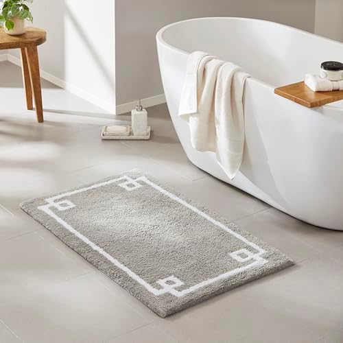 Madison Park Evan 100% Cotton Bath Rug Plush Absorbent, 24" x 40", Grey