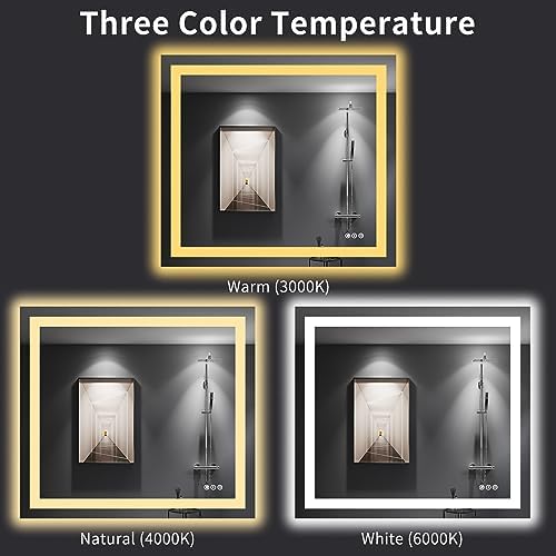 LOAAO 40"X36" LED Bathroom Mirror with Lights, UL Listed