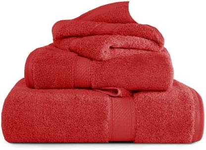 SUPERIOR Egyptian Cotton Ultra Plush & Absorbent, 3 Piece Set, Red