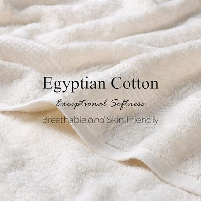 Superior Egyptian Cotton 12-Piece Towel Set, Assorted Towels for Home Bathroom, Guest Bath Decor Essentials, Includes 4 Bath, 4 Hand, 4 Face Towels/Washcloths, Quick Dry, Absorbent - Ivory
