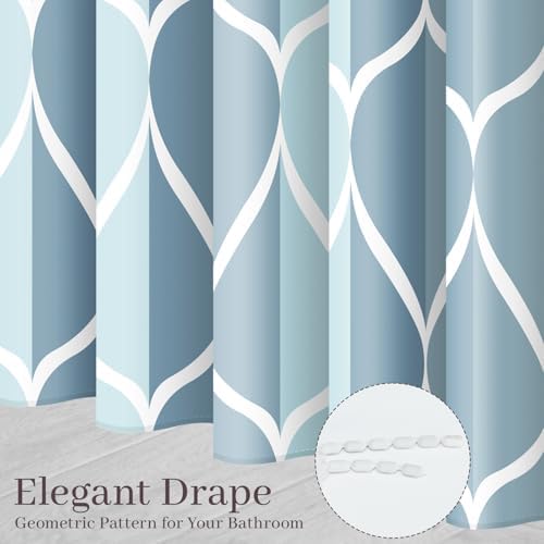 Gelbchu Geometric Shower Curtain for Bathroom, Light Blue, 72x72 Inch