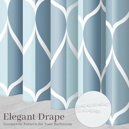 Gelbchu Geometric Shower Curtain for Bathroom, Light Blue, 72x72 Inch