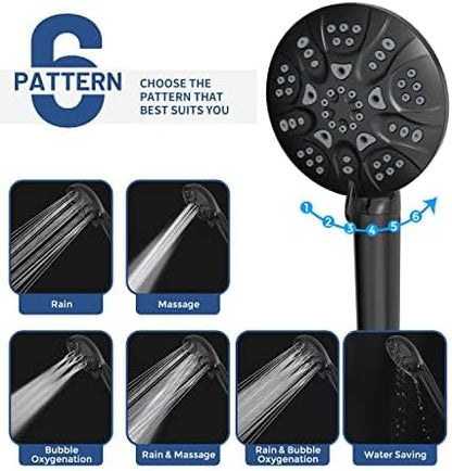 HOPOPRO 6-Setting Filtered High Pressure Handheld Shower Head, Matte Black