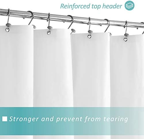 Mrs Awesome Extra Long White Shower Curtain Liner with 3 Magnets, 72x84