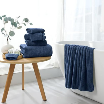 Hand Towels Set 2 Pack-16“x31”,Ultra Soft Microfibers Bathroom Towel Set Highly Absorbent Quick Dry Luxury Premium Towel Lightweight Durable Hand Towel Collection for Hotel Spa Gym Kitchen,Navy Blue