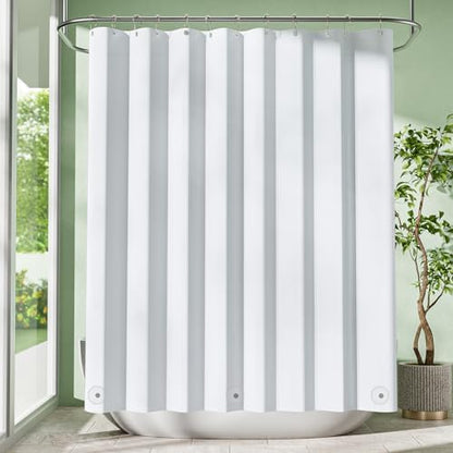 Amazer White Shower Curtain Liner with Magnets, 72x78 Plastic Shower Liner PEVA Waterproof Medium Weight Inside Shower Curtains Liner for Bathroom with Rustproof Grommet