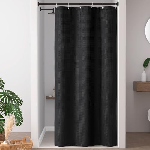 Madison Park Arbor Waffle Stall Shower Curtain, 36 x 72, Black Solid