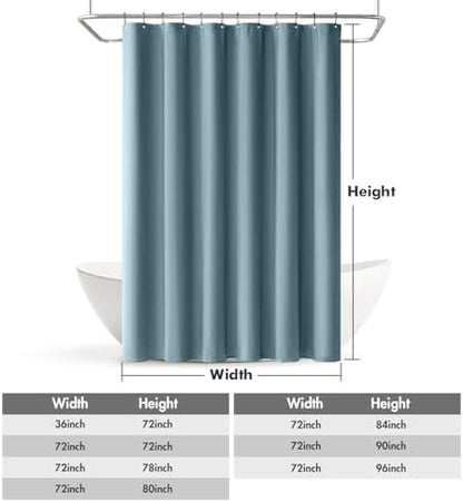 MIULEE Linen Fabric Shower Curtain Moonlight Blue W72*L72 12 Metal Hooks