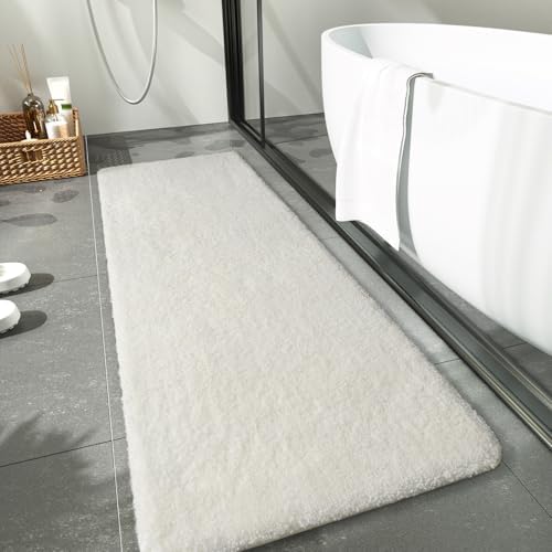 LOCHAS Bathroom Rug Runner 24x48 Inch, Bath Rugs Non Slip, Cream White