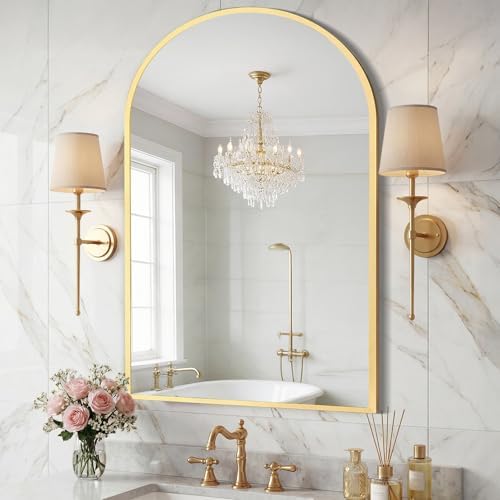 Sweetcrispy 26"x38" Arched Bathroom Mirror, Bathroom Mirrors for Over Sink