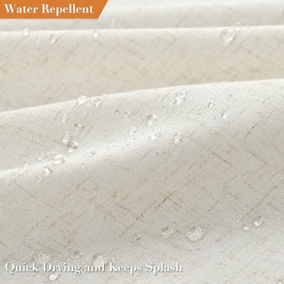 Nanspring Stall Natural Boho Linen Shower Curtain 36 Inch Rustic Cottagecore Narrow Fabric Shower Curtain Set with Hooks for Bathroom Modern Farmhouse Camper RV Tassel Bath Curtain 36x72, Cream