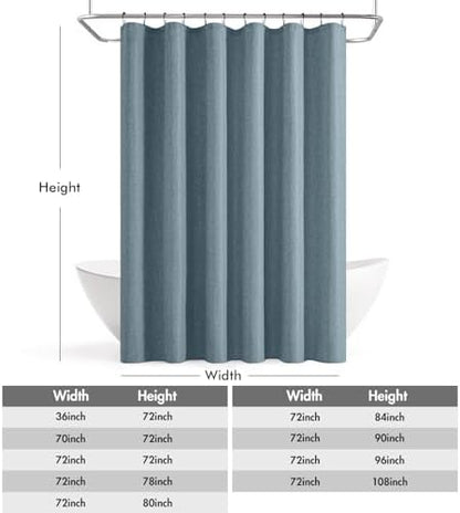 ANRODUO Dusty Blue Linen Textured Fabric Shower Curtain Set - W72xL84