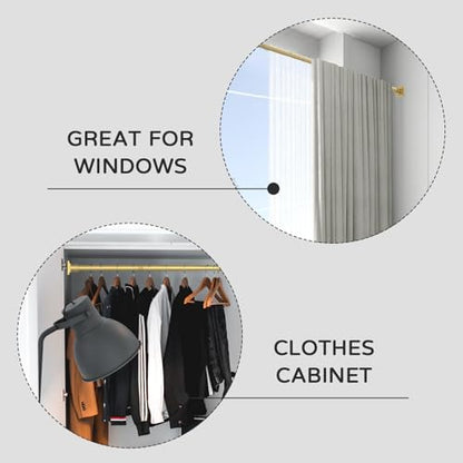 UIOSANRT Tension Shower Curtain Rod 31-92 Inches Non-Slip Shower Rod Tension Mounted No Drill Gold Shower Curtain Rods Spring Tension Rod for Windows Bathroom