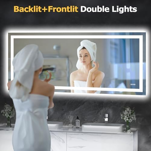 Hivone 72"X32" LED Bathroom Mirror with Lights, UL Listed