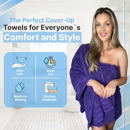 Infinitee Xclusives 100% Ring-Spun Cotton Bath Towels for Bathroom - Pack 2